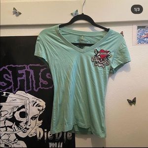 #Edhardy Green vintage v neck